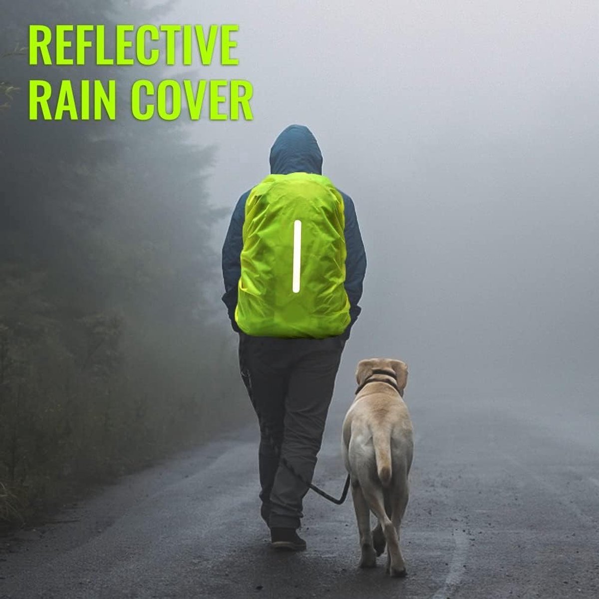 2-Piece Waterproof Backpack Cover - Black & Green
