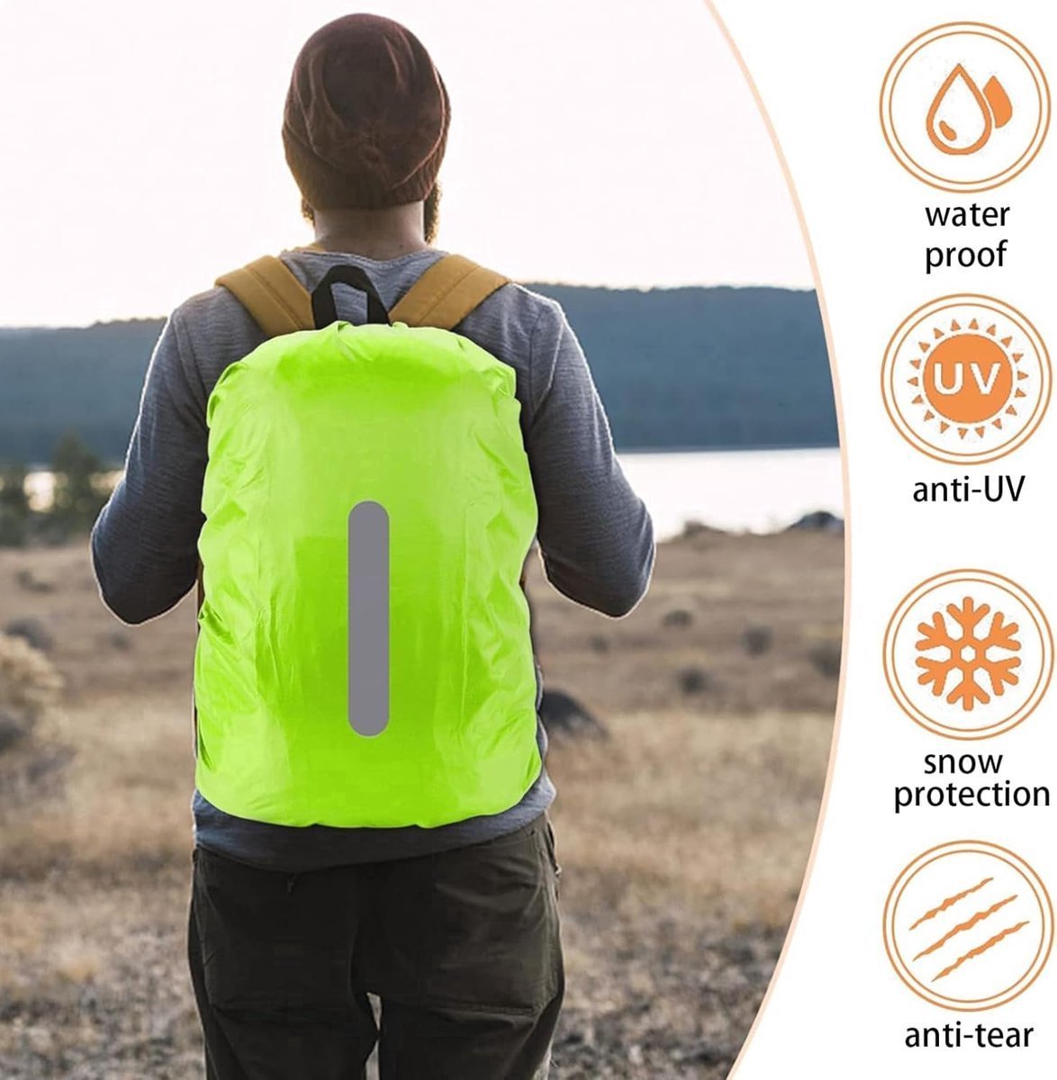 2-Piece Waterproof Backpack Cover - Black & Green