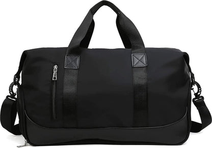 Travel Bag - Gym Bag - Hand Luggage Travel Bag - 47 x 25 x 22 cm - Sports Bag - Shoulder Bag - Waterproof and durable - With shoe compartment - Wet and dry - Suitable for men and women Swimming Sports Travel Gym Bag (black)