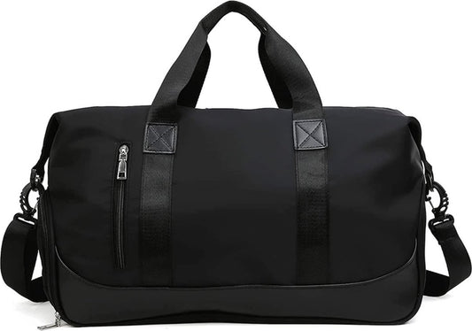 Travel Bag - Gym Bag - Hand Luggage Travel Bag - 47 x 25 x 22 cm - Sports Bag - Shoulder Bag - Waterproof and durable - With shoe compartment - Wet and dry - Suitable for men and women Swimming Sports Travel Gym Bag (black)