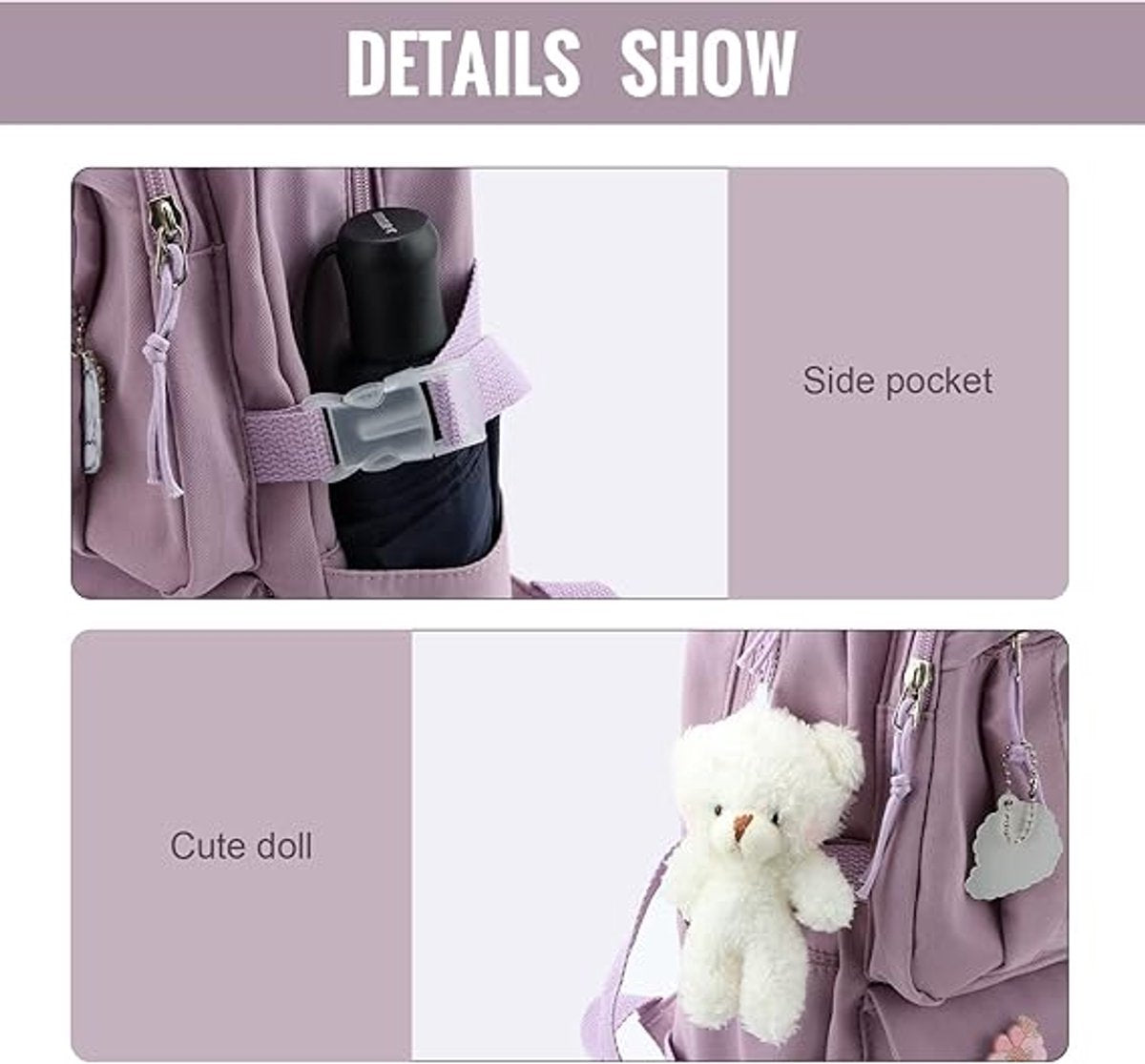 Waterproof backpack for girls - Purple