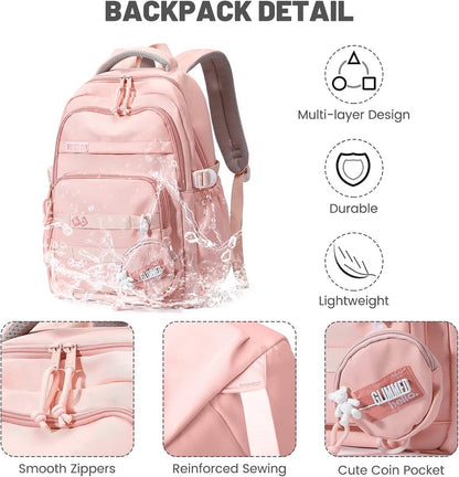Waterproof backpack for girls - Pink