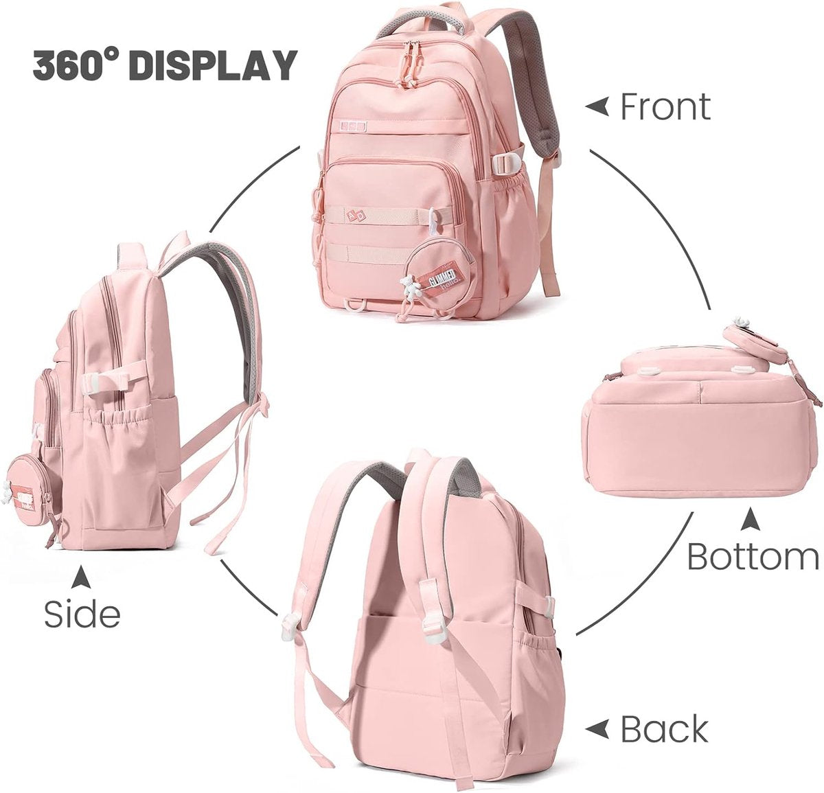 Waterproof backpack for girls - Pink