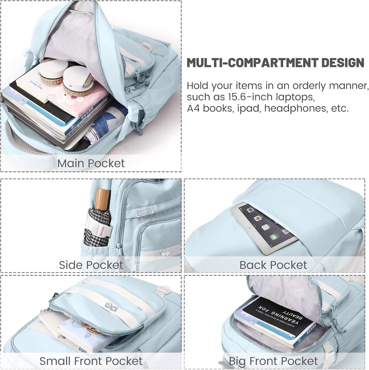 Waterproof backpack for girl - Blue