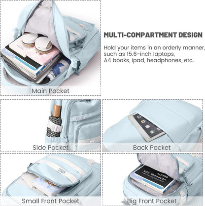 Waterproof backpack for girl - Blue