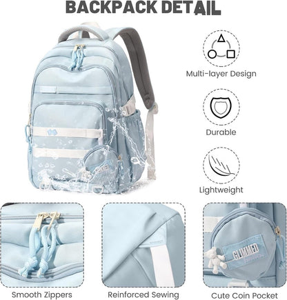 Waterproof backpack for girl - Blue