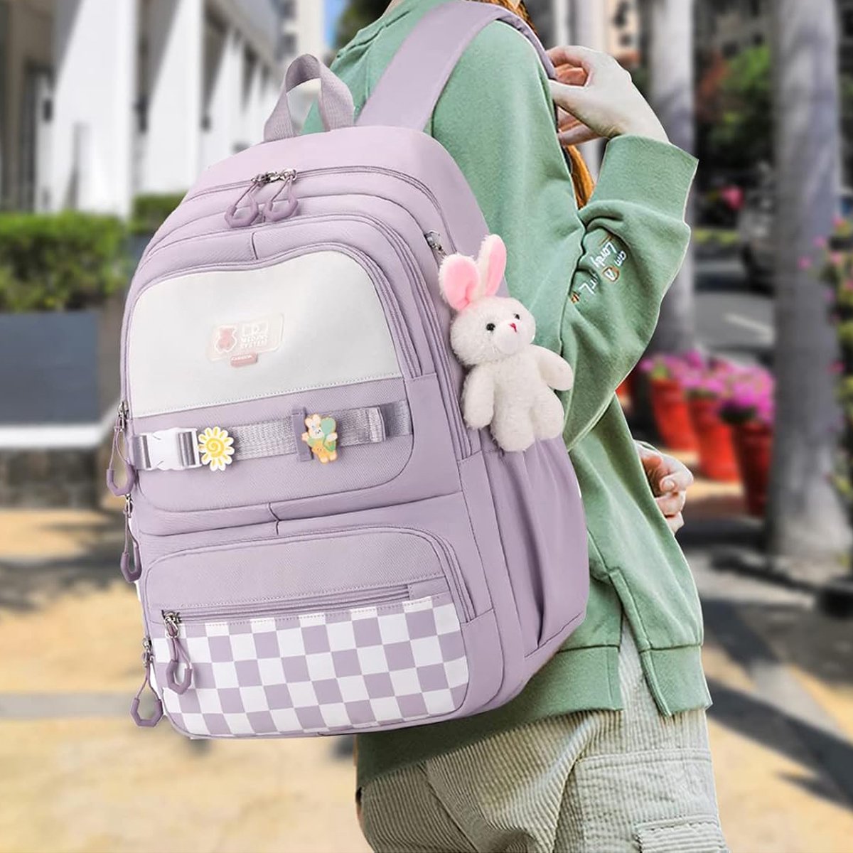 Waterproof backpack for girls - Purple