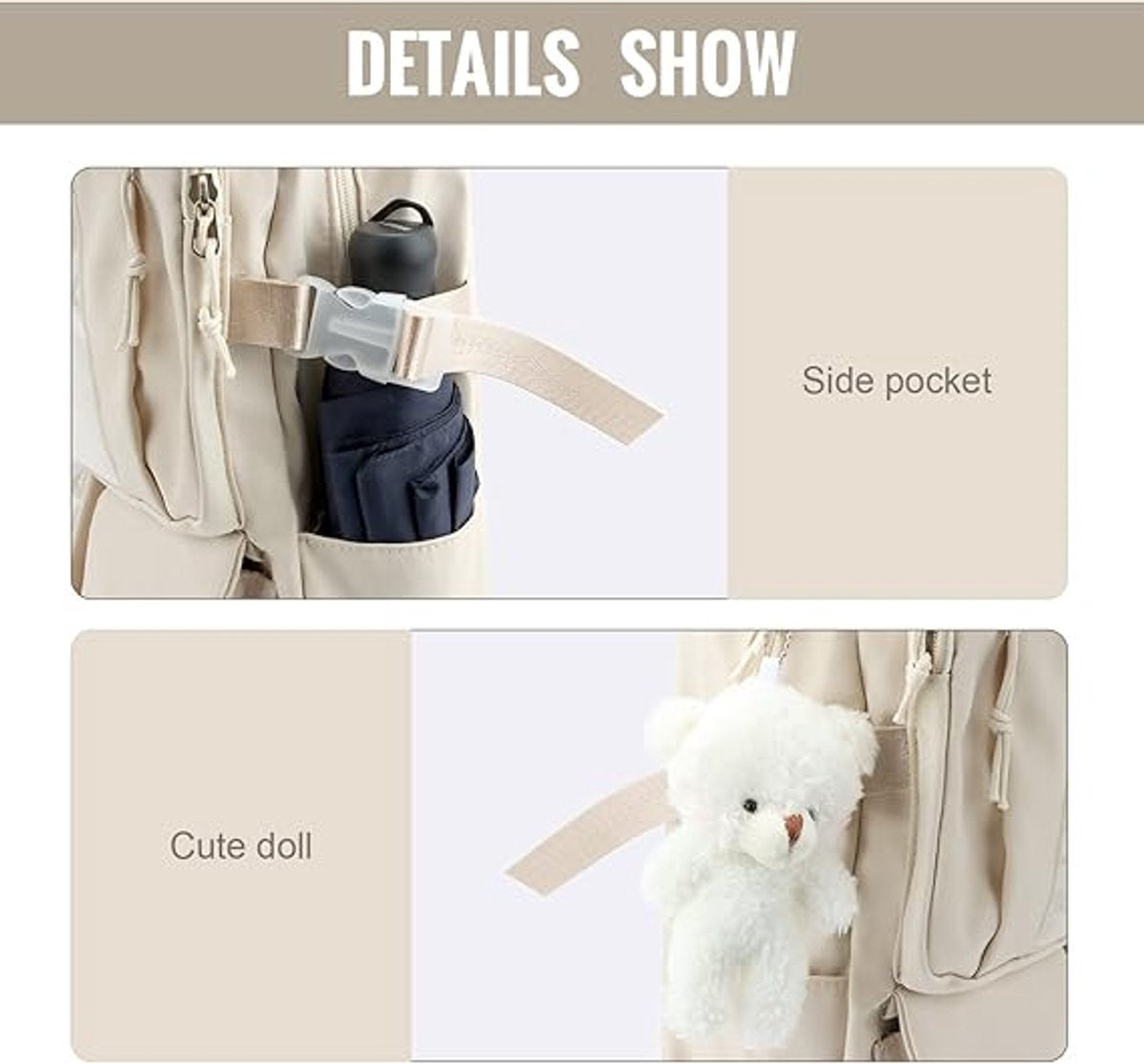 Waterproof backpack for girls - White