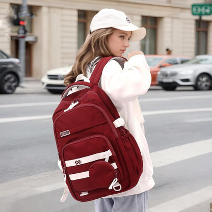 Waterproof backpack for girls - Red