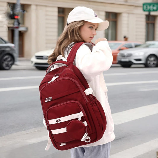 Waterproof backpack for girls - Red