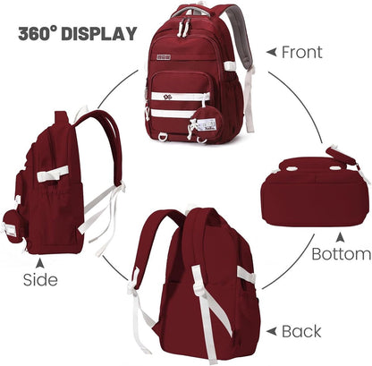 Waterproof backpack for girls - Red