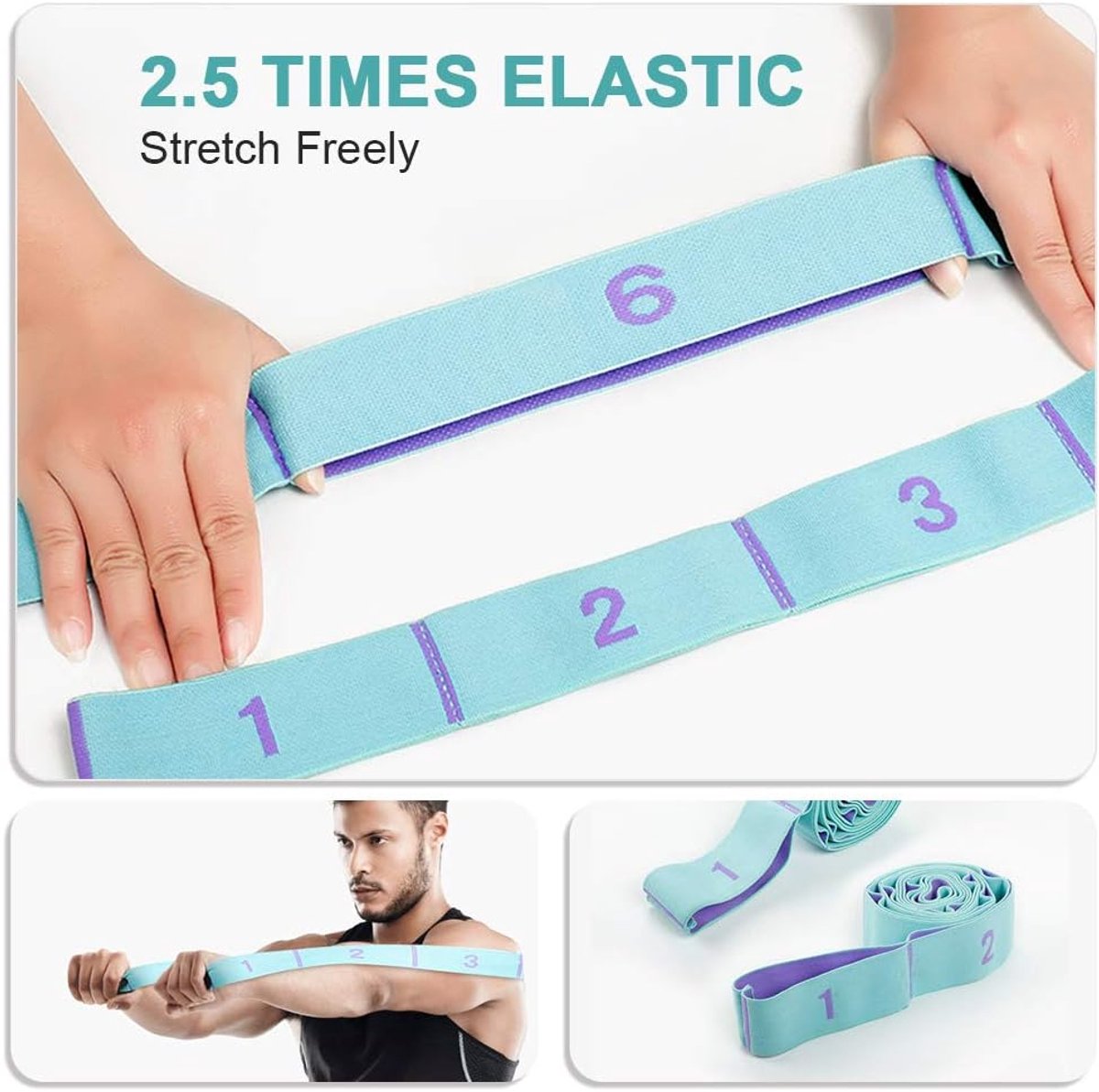 Yoga Resistance Band with 11 rings Blue Purple