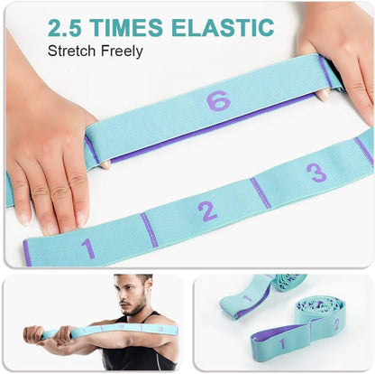 Yoga Resistance Band with 11 rings Blue Purple