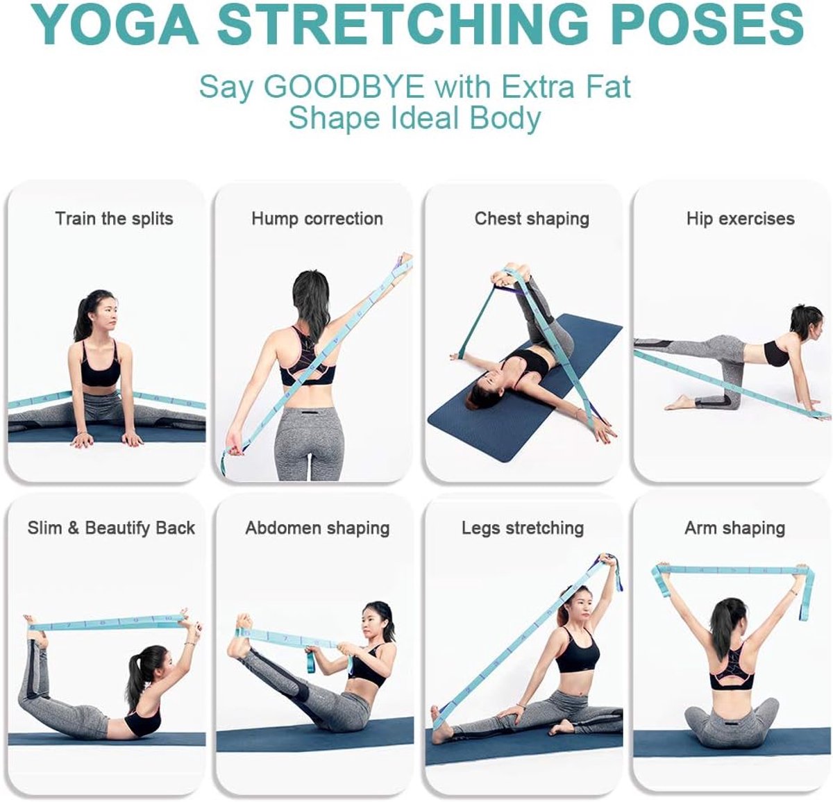 Yoga Resistance Band with 11 rings Blue Purple