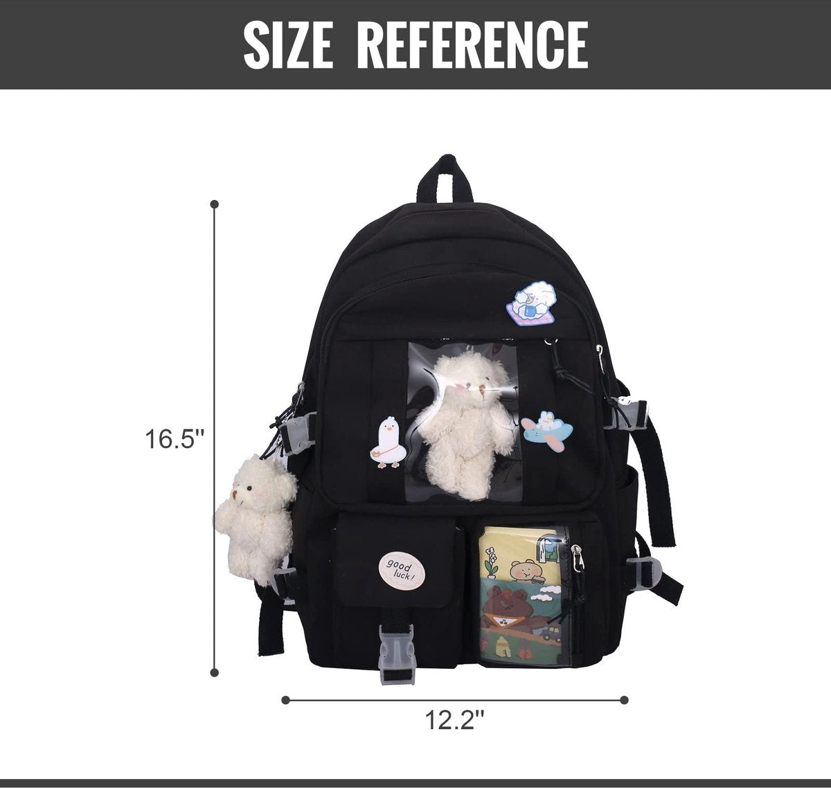 Waterproof backpack for girls - Black