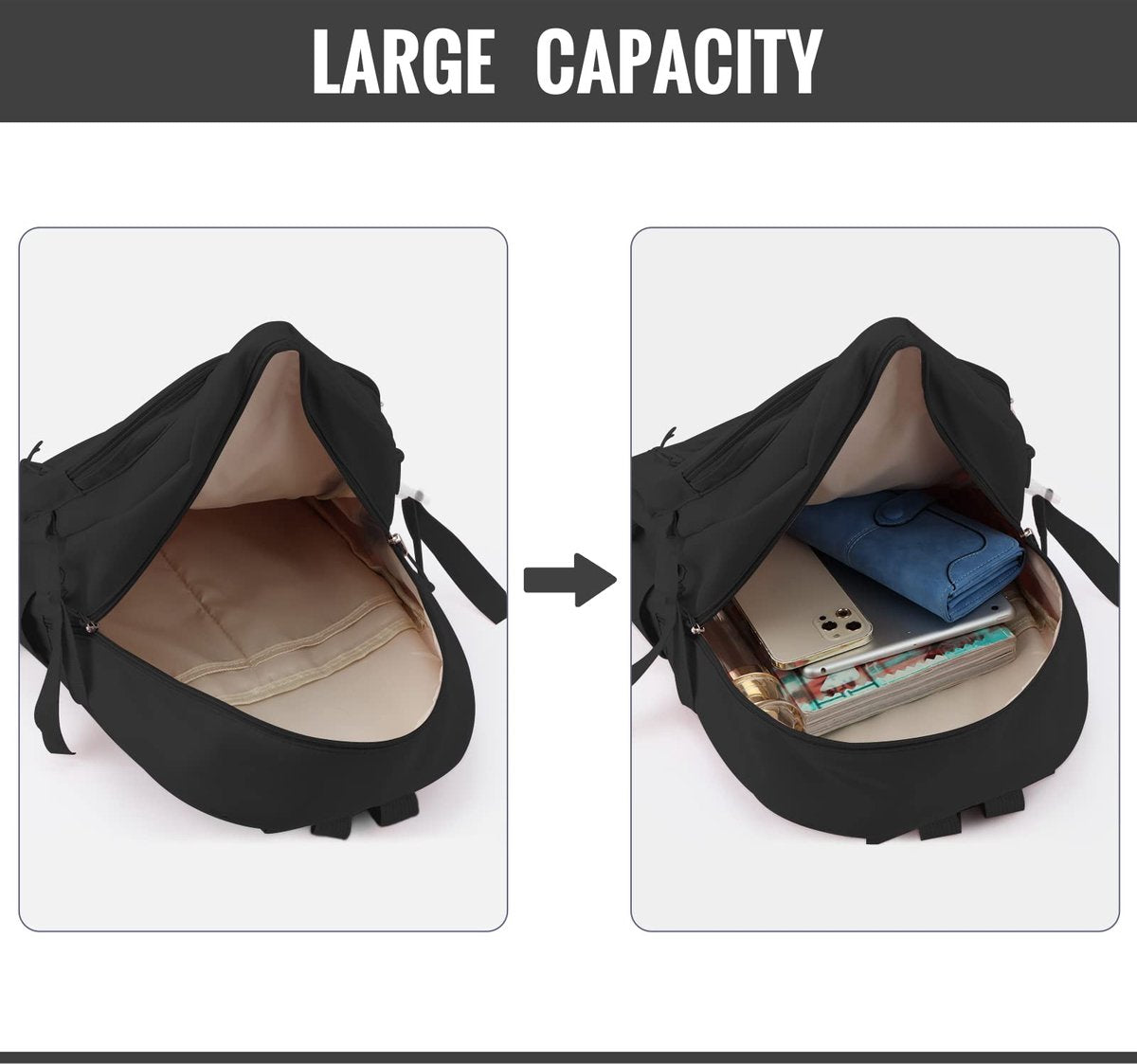 Waterproof backpack for girls - Black