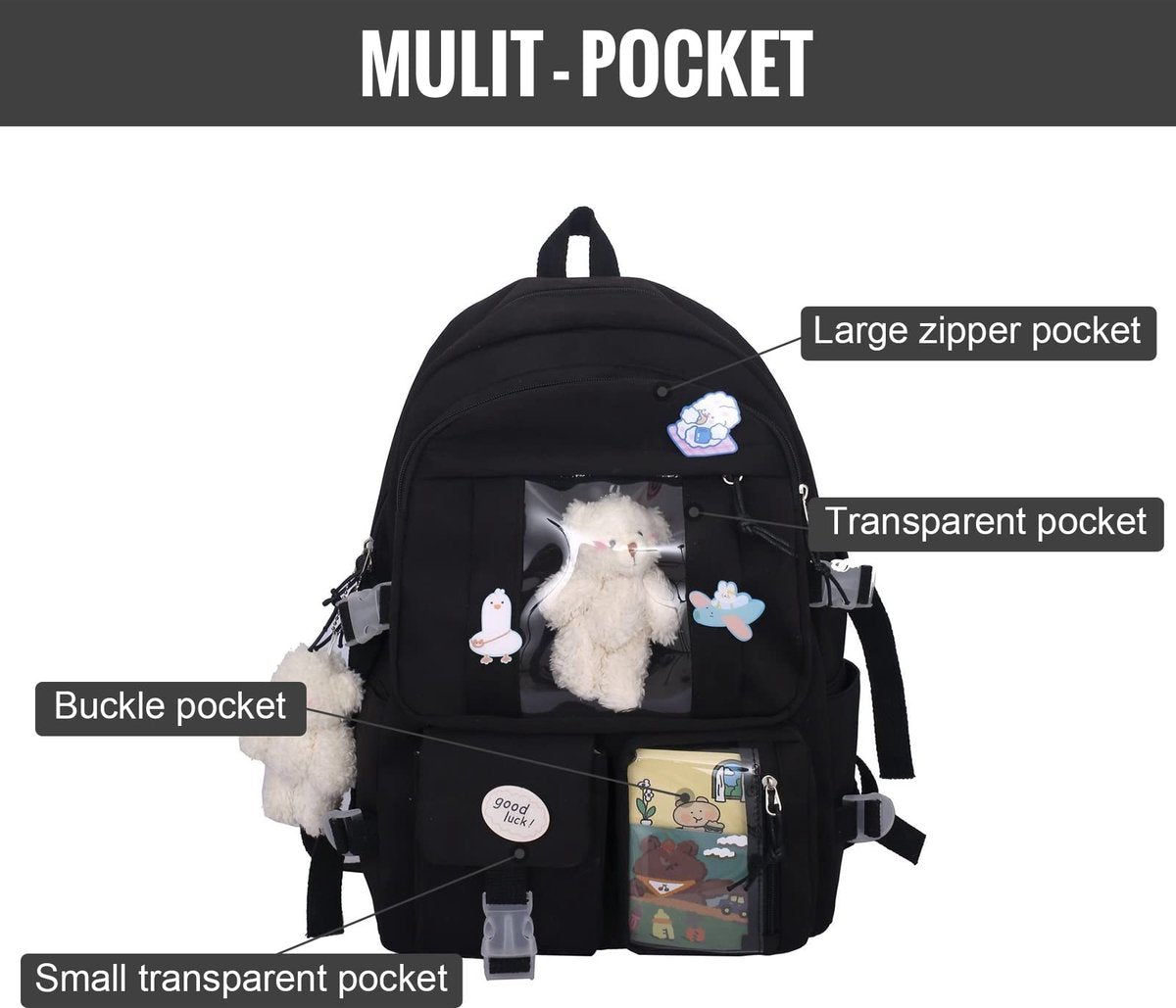 Waterproof backpack for girls - Black