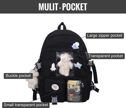 Waterproof backpack for girls - Black