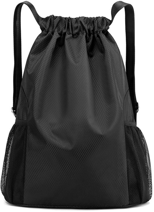47*38*18cm - Drawstring bag - Drawstring backpack - large unisex sports backpack - with drawstring - gym bag - with two side pockets - backpack - sports bag - waterproof Oxford fabric backpack - waterproof travel bag - for beach, school, yoga, travel, out