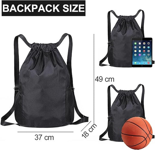 47*38*18cm - Drawstring bag - Drawstring backpack - large unisex sports backpack - with drawstring - gym bag - with two side pockets - backpack - sports bag - waterproof Oxford fabric backpack - waterproof travel bag - for beach, school, yoga, travel, out