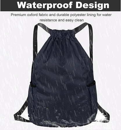 47*38*18cm - Drawstring bag - Drawstring backpack - large unisex sports backpack - with drawstring - gym bag - with two side pockets - backpack - sports bag - waterproof Oxford fabric backpack - waterproof travel bag - for beach, school, yoga, travel, out