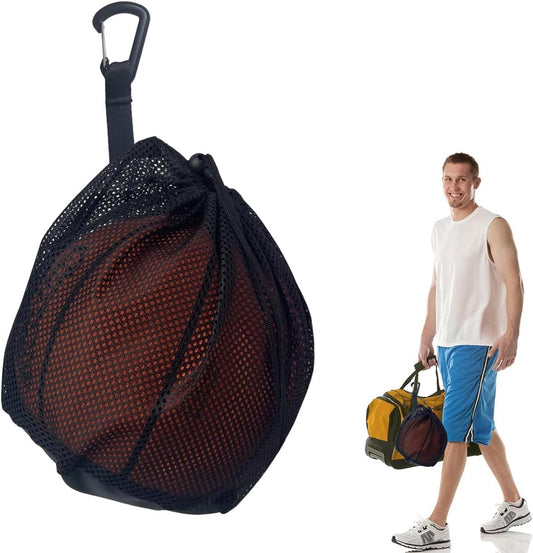 16L - Ball Net Bag - Basketball Mesh Bags - Ball Bags - portable net backpacks - basketball backpacks - soccer bags - sports bag - portable bag for basketball, soccer, tennis - easy storage and transport of basketballs and soccer balls - black