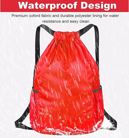 47*38*18cm - Drawstring bag - Drawstring backpack - large unisex sports backpack - with drawstring - gym bag - with two side pockets - backpack - sports bag - waterproof Oxford fabric backpack - waterproof travel bag - for beach, school, travel, outdoor s