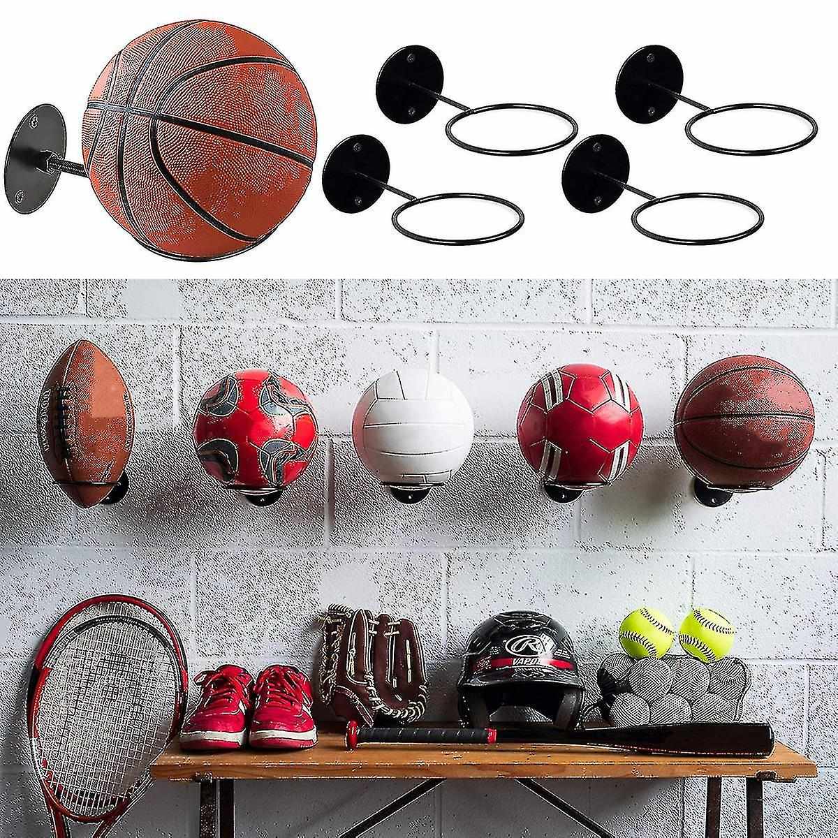 3pcs Wall Mounted Ball Rack Iron Storage Display Holder  - Perfect Black 3pc