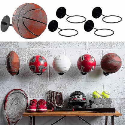 3pcs Wall Mounted Ball Rack Iron Storage Display Holder  - Perfect Black 3pc