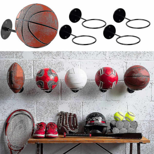 3pcs Wall Mounted Ball Rack Iron Storage Display Holder  - Perfect Black 3pc