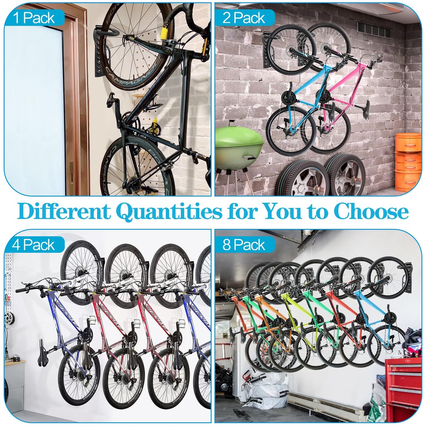 Garage Wall Mounted Bike Rack 2 Pack with Oral-B Holds 66 lbs