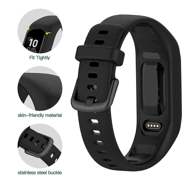 Compatible with Garmin Vivosmart 5 Wristbands, 3pcs Soft Silicone Replacement Sports Bands in Black White Blue