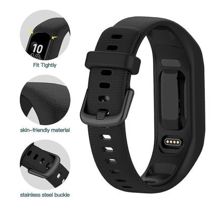 Compatible with Garmin Vivosmart 5 Wristbands, 3pcs Soft Silicone Replacement Sports Bands in Black White Blue