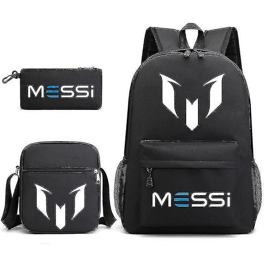 3pcs Football Messi Backpack Rucksack for Women Men