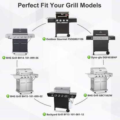 Heat Tents for Dynaglo Dyna-Glo DGF493BNP, Backyard Grill BY13-101-001-12 BY14-101-001-02, BHG BH13-101-099-01 BH15-101-099-02 GBC1562W Grills, 4-Pack Heat Plates Heat Shields