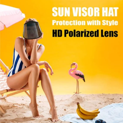 Visor Hat with HD Polarized Lenses UV Protection Adjustable Sweatband for Outdoor Golf Beach Pink