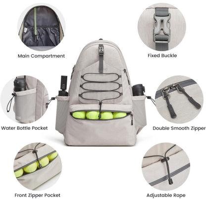 Backpack - Tennis Bag - Sports Bag - Waterproof Racket Bag - Suitable for multiple rackets with shoe compartment - Gray