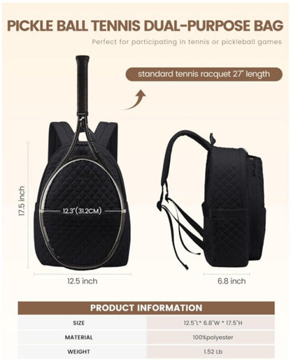Backpack - Tennis Shoulder-Crossbody Bag - Sports Bag - Waterproof Racket Bag - Suitable for Pickles and Badminton - Off-White
