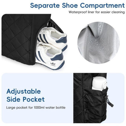 Backpack - Tennis Bag - Handbag - Sports Bag - Waterproof Racket Bag - Suitable for multiple rackets with shoe compartment - Beige