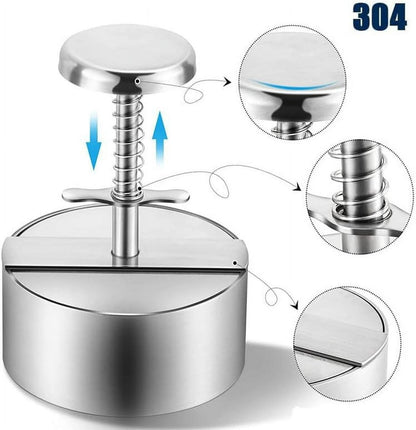 Hamburger Press - Round Stainless Steel Non-Stick Hamburger Press - Patty Mold - Grilling Tool - Patty Mold
