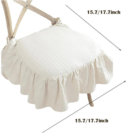 Ruffle Solid Chair Cushion - Firm Farmhouse Chair Cushion with Ruffles - Removable Seat Cushion with Locking Option for Wooden Dining Chairs (Dark Gray, 17.7*17.7 Inches)