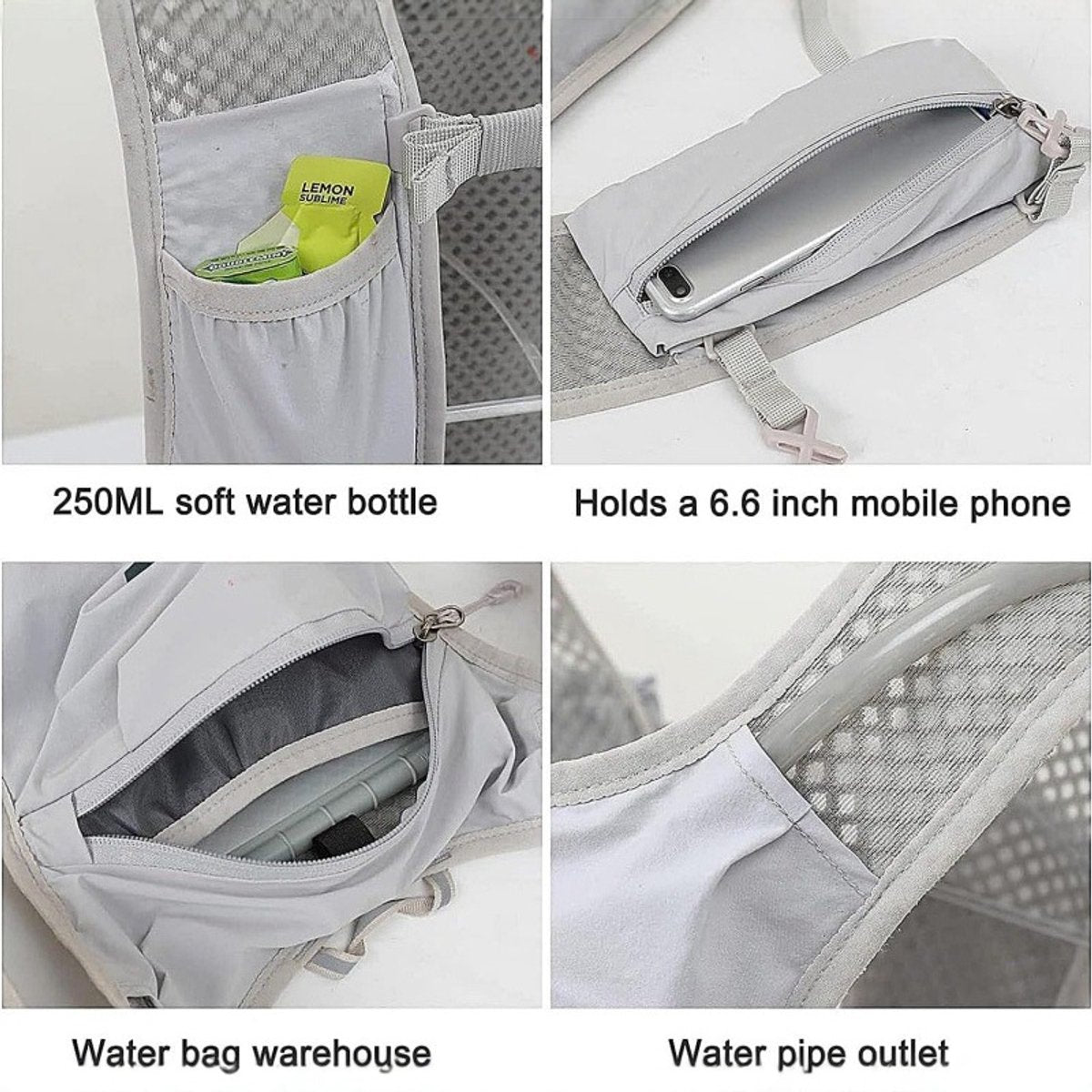 Breathable Cycling Cross-Country Marathon Hydration Bag Backpack - Gray