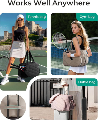 Tennis Bag - Tennis Backpack - 42L with Shoe Compartment - Sports Bag - Waterproof Racket Bag - Protective Racket Compartment - Portable as a Shoulder Bag - Black