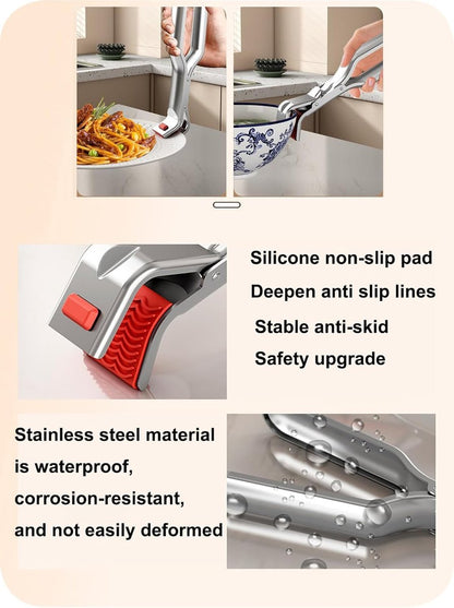 Barbecue Tongs - Anti-Scorch Clamps - Pack of 2 - Stainless Steel Anti-Scorch Clamps - Use to remove hot plates, bowls, pizza pans, etc. with food from microwaves and air fryers.
