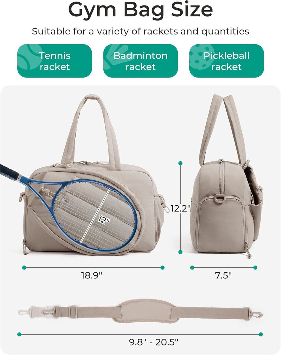Tennis Bag - Tennis Backpack - 42L with Shoe Compartment - Sports Bag - Waterproof Racket Bag - Protective Racket Compartment - Portable as a Shoulder Bag - Gray