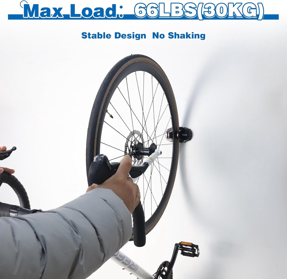 Bicycle Wall Mount - Up to 60 kg Load Capacity - For Tires 27-83 mm