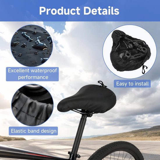 2-Piece Waterproof Bicycle Saddle Cover Set - Black