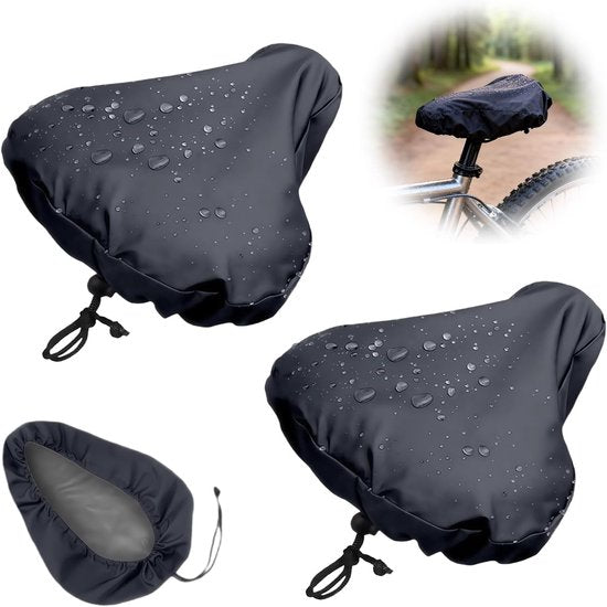 2-Piece Waterproof Bicycle Saddle Cover Set - Black