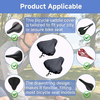 2-Piece Waterproof Bicycle Saddle Cover Set - Black