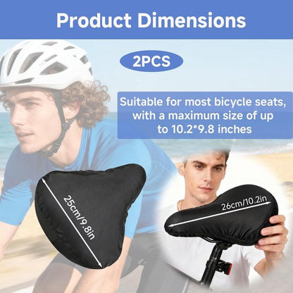 2-Piece Waterproof Bicycle Saddle Cover Set - Black
